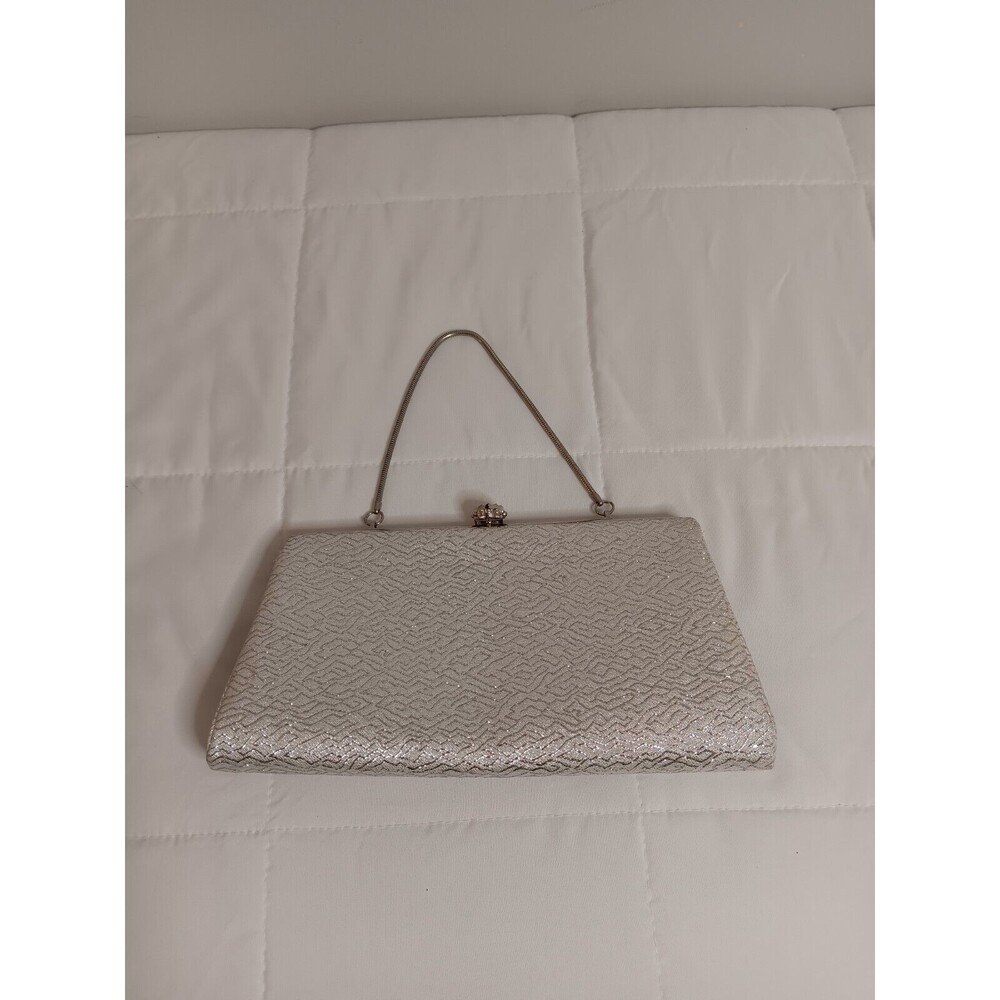 Vintage Silver Thread Hand Clutch Rhinestone Clasp